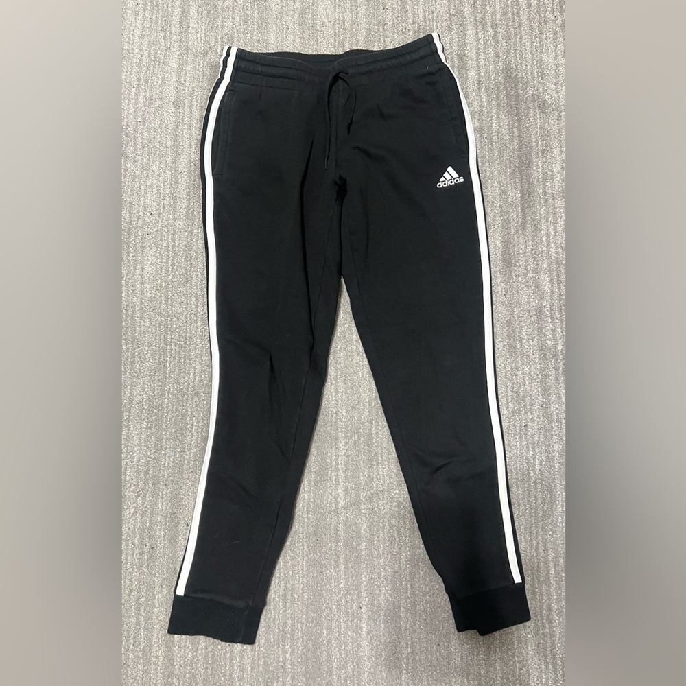 Adidas Women's Black Joggers with White Stripes